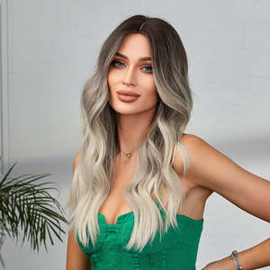 Charlotte-DWY for Ombre Blonde Long Wavy Synthetic <b>Wig</b> Premium High-Temperature Fiber Transparent Lace Small Cap High Quality - Product Image 2