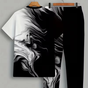 Survêtement décontracté en coton de qualité supérieure, style premium 2026, impression par transfert thermique, été, écologique, respirant - Product Image 1