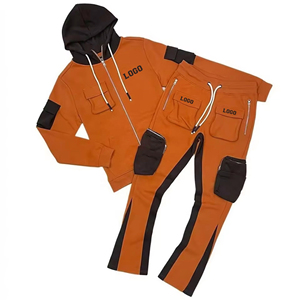 Chándal transpirable de Algodón 100% con cintura elástica y capucha de Color sólido de estilo veraniego para hombre, conjunto de pantalones y Tops acampanados estampados para correr - Product Image 2