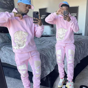 Ensembles de survêtements de haute qualité 350 g/m² pour hommes personnalisés, sweat à capuche à impression bouffante, survêtement avec logo, vêtements d'hiver respirants de grande taille, vente en gros - Product Image 1