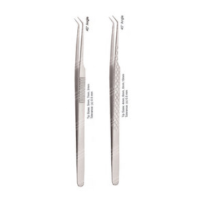 Pinzas para extensión de pestañas de 45 ángulos, Handel largo y delgado dentado y Handel impreso en diamantes - Product Image 1