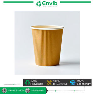 Taza de papel Kraft de pared ondulada de alta calidad personalizada de 16oz, opciones multicolores, logotipo personalizado resistente al calor para servir café caliente - Product Image 5