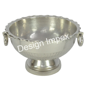 Cuvette à glace décorative à champagne, piédestal, seau à glace en aluminium, pièce maîtresse de bar, article de cuve de refroidisseur de vin faite à la main, style américain - Product Image 1