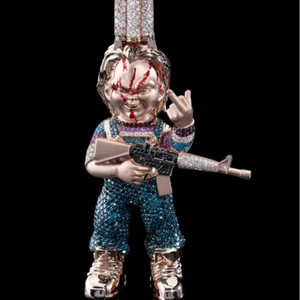 Collier pendentif en diamant Moissanite entièrement glacé de luxe D VVS clouté élégant Hip Hop Design en argent sterling-pour les fêtes - Product Image 1