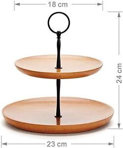 Soporte de madera para cupcakes de aspecto moderno, increíble soporte redondeado para servir frutas secas de 2 niveles con mango de Metal con juego de 2 uds. - Product Image 3
