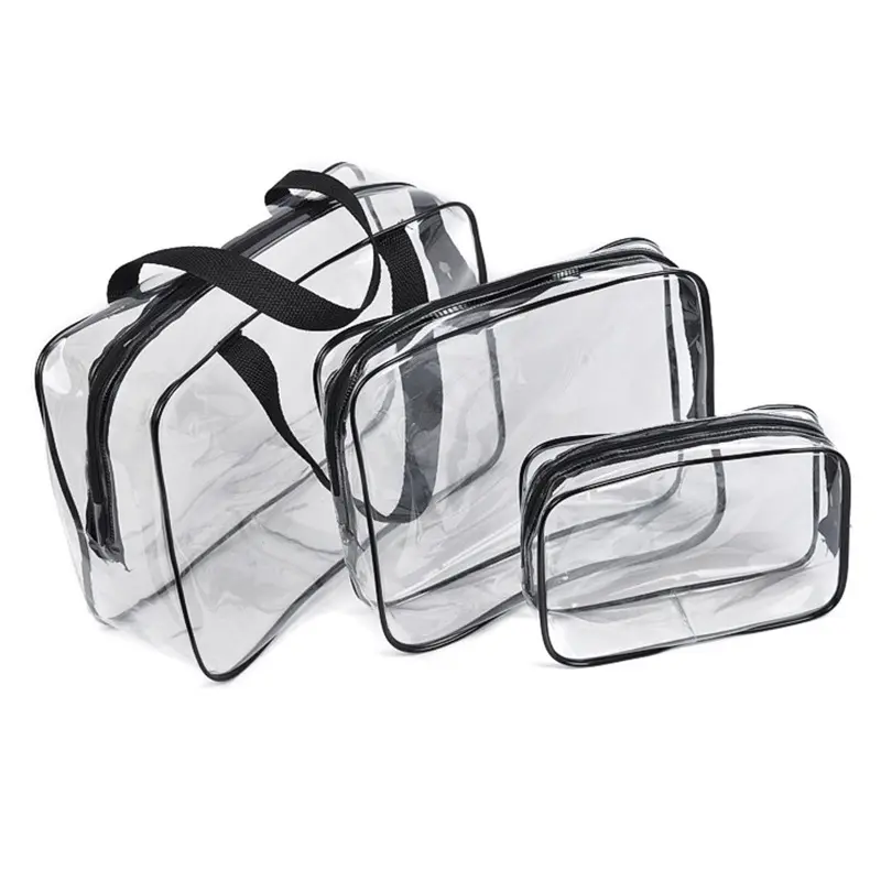 Bolsa cosmética em pvc transparente, organizador leve de verão, bolsas cosméticas transparentes para viagem visíveis