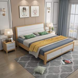 High Quality Wooden Bedroom <b>Beds</b> Bedside Storage Scandinavian Natural Solid Wood <b>Platform</b> <b>Bed</b>, Simple & Elegant Design - Product Image 5
