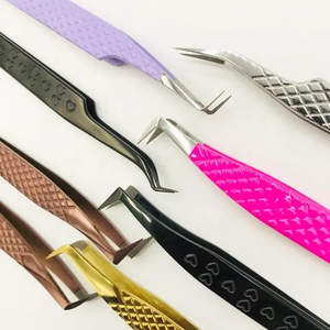 Plasma noir et or rose avec pointe en fibre plaquée or poignée de conception personnalisée Logo personnalisé professionnel meilleure pince à épiler pour extension de cils - Product Image 5