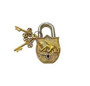 Tiger Brand Smart Brass Padlock Golden Antique-Inspired <b>Lock</b> with <b>Keys</b> Functional Working Brass-made Security Device - Product Image 1