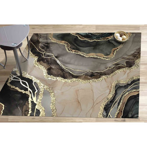 Alfombra de Mármol Dorado: Decoración Moderna y Abstracta para Salón, Alfombra Impresa, Alfombra de Chenilla - Product Image 4