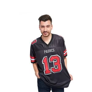 Maillot de football noir personnalisé avec des rayures rouges et blanches, nom et numéro personnalisés, uniforme d'équipe personnalisé pour les fans et les joueurs - Product Image 2
