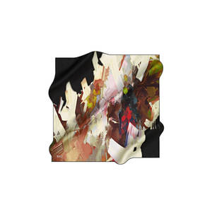 Black Silk Twill Square Scarf with Pattern - Product Image 1