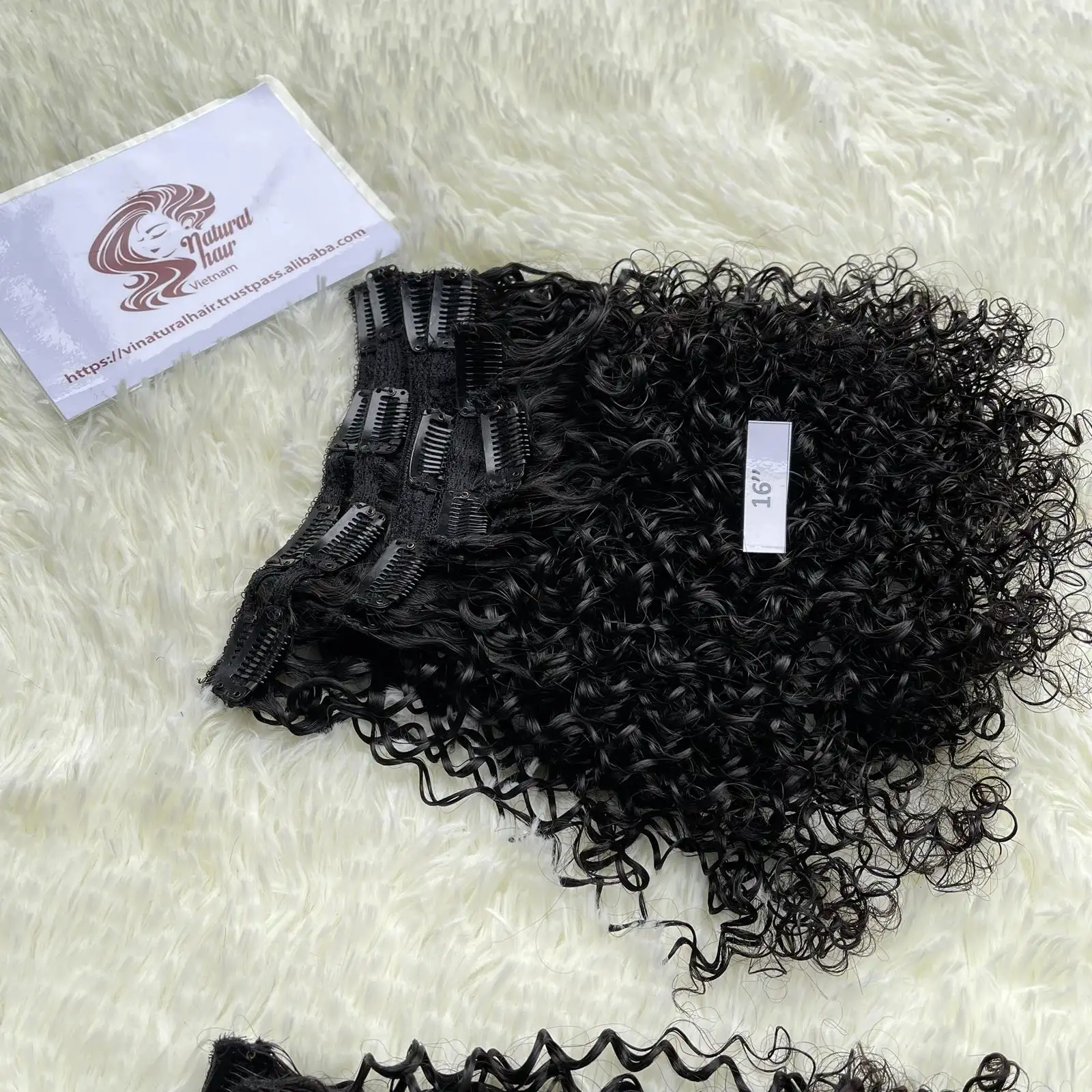 Clip In Extension Human Hair, Messy Curly 16" Clip In Human Hair One Set One 100 Grams From Raw Vietnamese Hair Wholesale Vendor