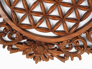 Décoration de la maison Paulownia en bois gravé Relief Antique Design gros fleur thème maison/chambre ornement - Product Image 5