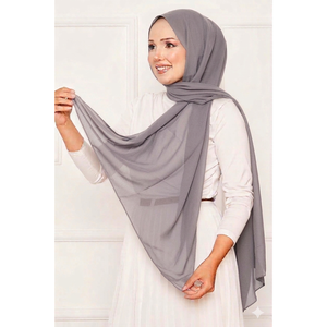 Écharpe élégante en crêpe doux gris, série protection solaire, voile et masque - Product Image 1