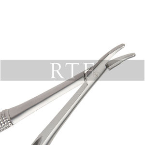 Portaagujas quirúrgico curvo de acero inoxidable, instrumento manual de alta precisión, pulido mate, para uso ORL, CE - Product Image 2