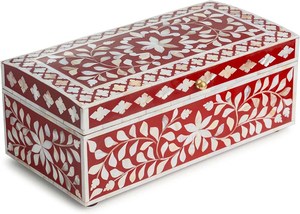 กล่องใส่กระดูกแกะสลักทำด้วยมือพร้อมกล่องเครื่องประดับฝังกระดูกลายดอกไม้สไตล์วินเทจสำหรับจัดเก็บที่หรูหราจากโซนงานฝีมือการส่งออก - Product Image 3