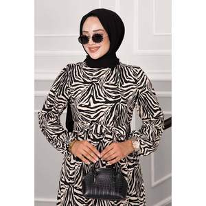 Vestido Hijab Tejido Crepé Estampado Negro - Product Image 3