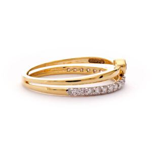 Bague de fiançailles en or rose de luxe à double bande avec diamants pour femmes, bijoux fins, cadeau - Product Image 6