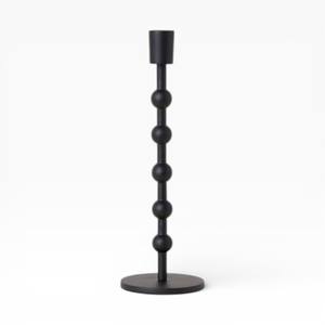 Candelabro Artístico de Metal Negro con Diseño de Tallo con Cuentas y Base Sólida para una Decoración del Hogar Impresionante - Product Image 2