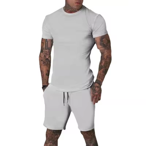 Haute qualité été hommes ensembles courts décontracté solide survêtement t-shirt et shorts pour hommes manches courtes ensembles de vêtements Service OEM - Product Image 1