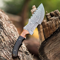Couteau à lame fixe en acier Damas avec manche en bois Couteaux de camping Bowie d'extérieur faits à la main Support personnalisé OEM
