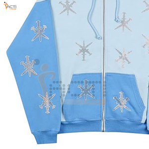 Sudaderas con capucha de diamantes de imitación de diseño de logotipo de alta calidad de color sólido a precio bajo sudaderas con capucha de diamantes de imitación de precio asequible - Product Image 6