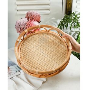 Bandeja de servicio de ratán hecha a mano 100% desayuno de madera/Decoración de frutas con perlas rectangulares y formas cuadradas para uso en la cocina - Product Image 1