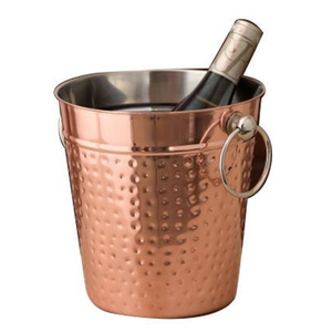 Direct Sales <b>Wine</b> Bottle Chiller Champagne Beer Stainless Steel Bucket Ice Mold Copper Hammered Design Ice <b>Wine</b> Bucket - Product Image 5