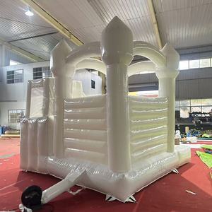 บ้านลมเป่าลมพีวีซีสีขาวขนาด 0.55 มม. บ้านเด้งดึ๋งสำหรับงานแต่งงาน บ้านลมเป่าลมสีขาวสำหรับเด็ก พร้อมโลโก้สีตามสั่ง - Product Image 6