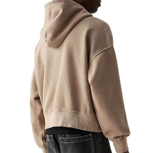 Vente en gros Sweat à capuche court surdimensionné unisexe Sweat à capuche blanc épais en polaire coupe carrée avec fermeture éclair 2026 - Product Image 2