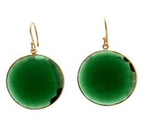 New Arrival Hydro Emerald Gemstone 925 Sterling Silver Round Shape Earrings - Product Image 1