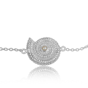 Indian Fresh Water Pearl <b>Gemstone</b> <b>Bracelet</b> Ammonite Shell Design Sterling Silver <b>Bracelet</b> Jewelry Supplier - Product Image 3