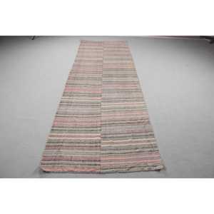 Alfombra Turca Kilim de 3,4x10,4 pies (105x318 cm), Alfombra Vintage Gris con Puntos - Product Image 1