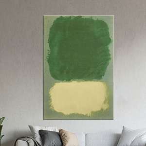 Toile imprimée abstraite élégante de style Rothko : Art des champs de couleurs vert et jaune, TOILE ENROBÉE - Product Image 1