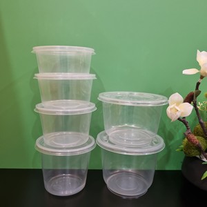 ภาชนะบรรจุอาหารพลาสติก PP รูปทรงกลม700พร้อมฝาปิดสำหรับใส่อาหาร600 500 350ขนาด1200มล. ใช้แล้วทิ้ง - Product Image 5
