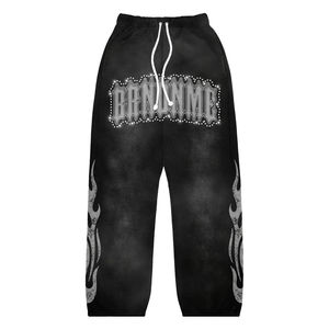 ชุดเซ็ตฮู้ดดี้และกางเกงวอร์มทรงขาบานแบบลำลองสำหรับผู้ชาย ไซส์ใหญ่พิเศษ ผ้าคอตตอน 100% ตกแต่งด้วยคริสตัลเต็มตัว ซิปแบบเต็มตัว สไตล์สตรีทแวร์ - Product Image 4