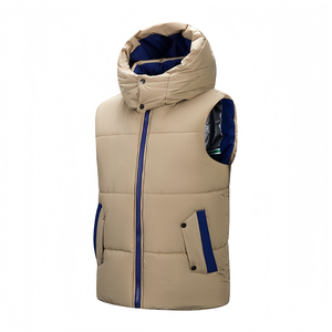 Veste sans manches à capuche zippée décontractée pour homme, nouvelle collection hiver, vente chaude, polyester épais et chaud, taille plus, vêtements d'extérieur - Product Image 4