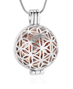 Colgante de urna de joyería de cremación de oro rosa S, adornos de cremación con forma de bola hueca de acero inoxidable para collar humano, tamaño personalizado - Product Image 1