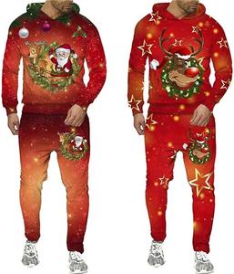 Conjunto de Chándal con Estampado 3D de Papá Noel, Sudadera con Capucha y Pantalones para Hombre y Mujer, Ropa Informal Holgada de Moda para Fiestas Navideñas en Pareja - Product Image 4