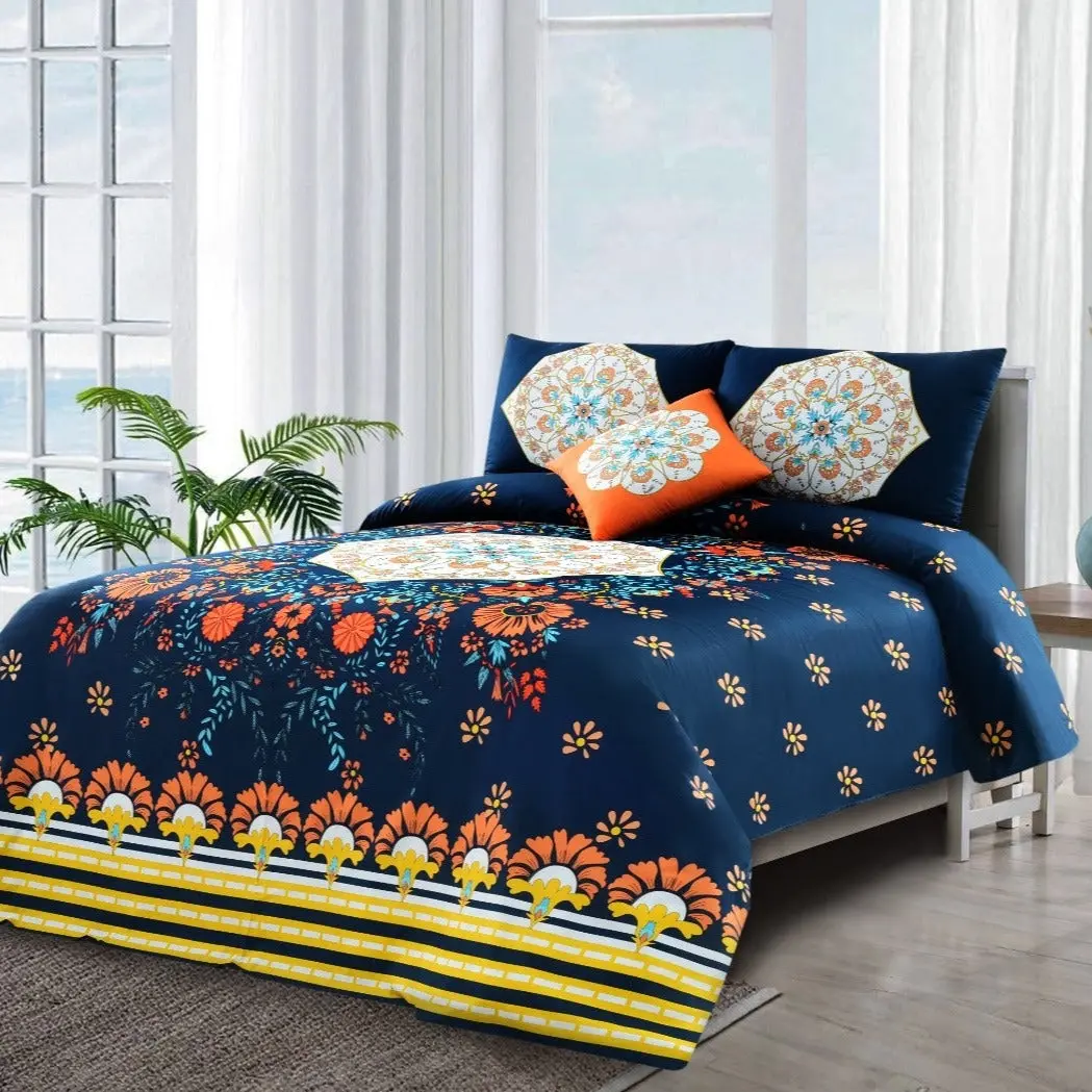 Seperai tempat tidur Queen King 4 buah Set seprai tempat tidur pernikahan serat mikro motif bunga 3d penyusutan tahan pudar 4 buah seprai tempat tidur