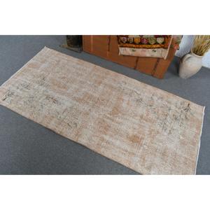 Vintage Accent Rug 3x6.2 ft, Turkish <b>Brown</b> Moroccan <b>Wool</b> Rug - Product Image 3