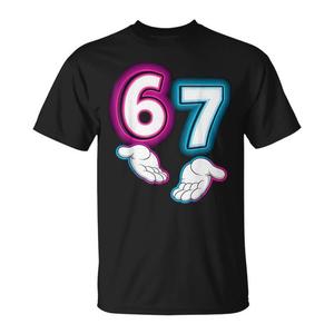 T-shirt Luminosa con Mani che si Illuminano e Scritta 'Six Seven 67' per Memes e Promozioni - Product Image 1
