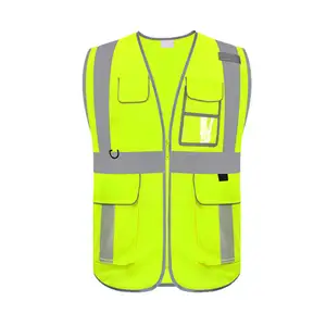 Gilet de sécurité réfléchissant haute visibilité | Logo personnalisé gilet sans manches vêtements de travail en plein air pour les environnements extérieurs de sécurité haute visibilité - Product Image 1