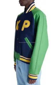 Oversize personalizado parche bordado manga de cuero béisbol Letterman Varsity chaqueta para hombres de talla grande suéter bombardero abrigo - Product Image 3