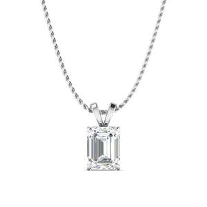 Colgante de oro con diamante solitario de corte esmeralda de 2.00 ct, color F, claridad VS, diamante cultivado en laboratorio en oro de 14K, para ocasiones especiales y fiestas. - Product Image 1