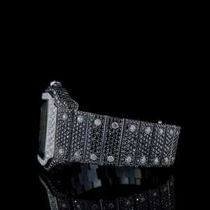 นาฬิกาข้อมือแฟชั่นสำหรับผู้ชายประดับเพชร Mossanite สีดำ - Product Image 4