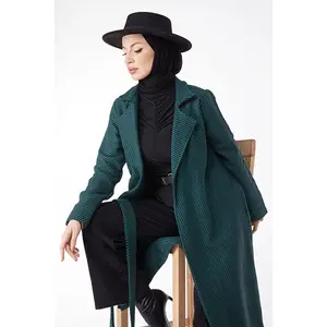 TOFISA FOLDED COLLAR TIED AT THE WAIST PATTERNED CHIC AND COMFORTABLE SEASONAL WOMEN'S HIJAB TRENCH COAT