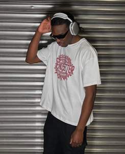 Camiseta gráfica de gran tamaño vintage, ropa de calle de algodón pesado con logotipo bordado, diseño de peso pesado comprimido de talla grande - Product Image 3