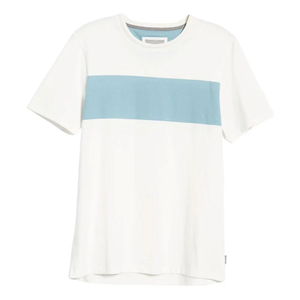 Custom Cotton T-Shirt Mens Streetwear White Blue <b>Panel</b> Design Casual Crewneck Playeras Camisas Apparel Design Wholesale OEM - Product Image 4